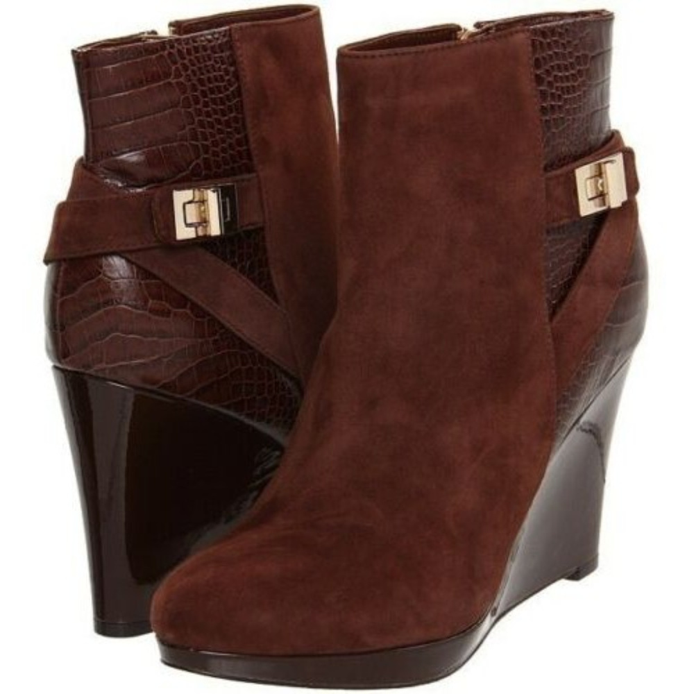 COLE HAAN Air Martina Leather Alligator Wedge Boot